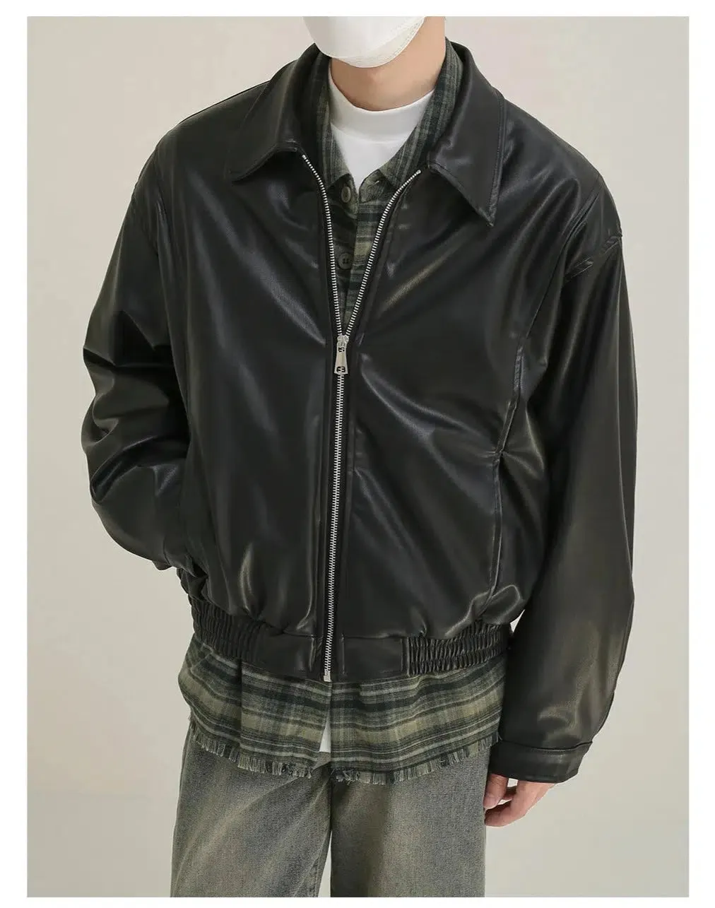 Maxct Black Zipper Motorcycle Leather Jacket