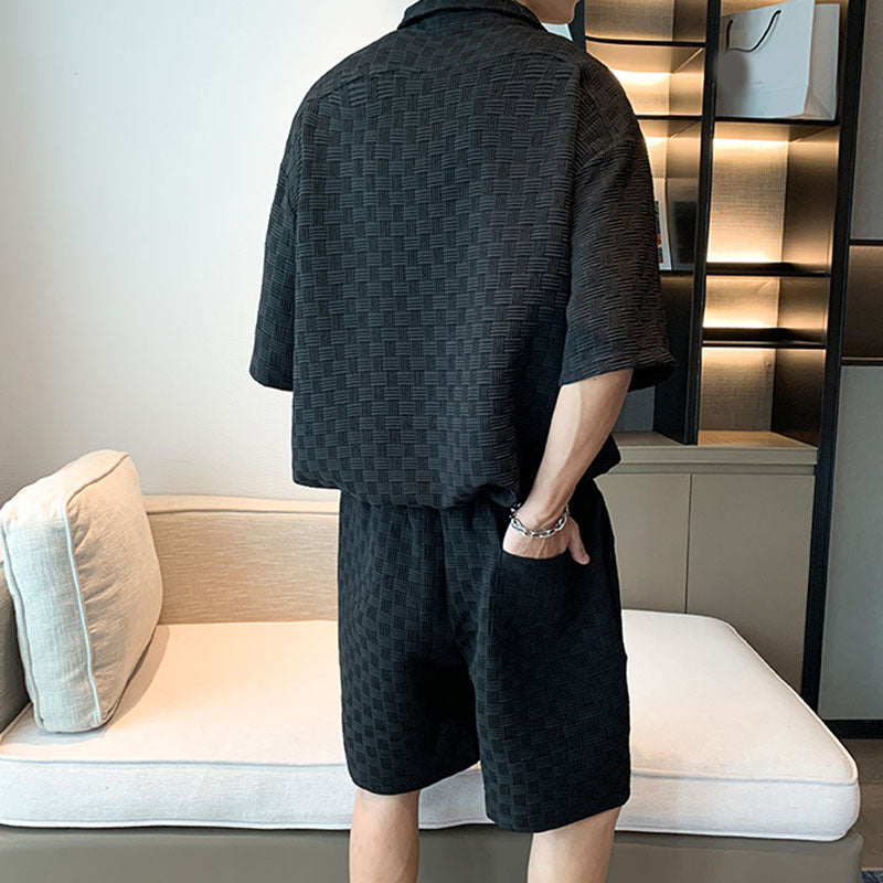 Maxct Pleated Short Sleeve Top Shorts Set