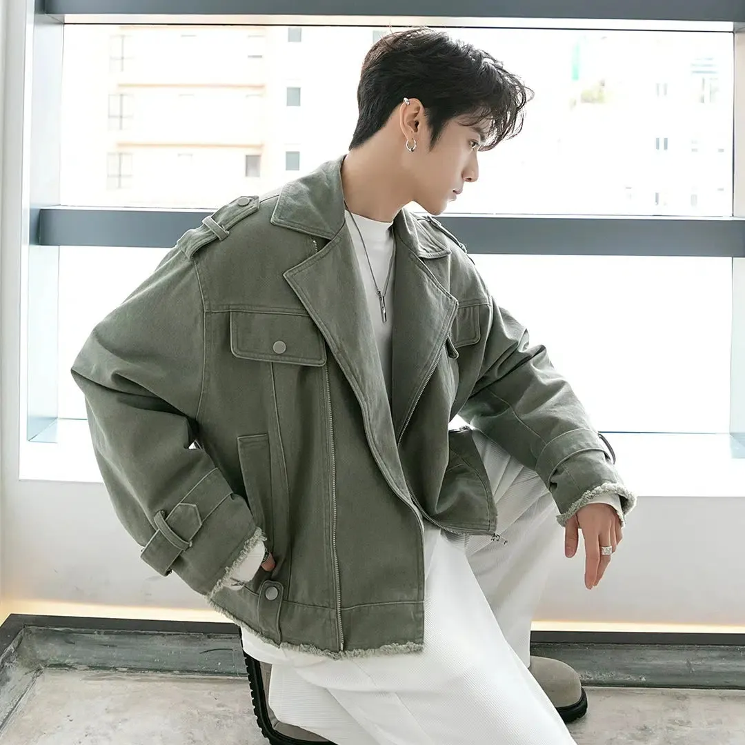 Men's Oversized Cropped Denim Jacket