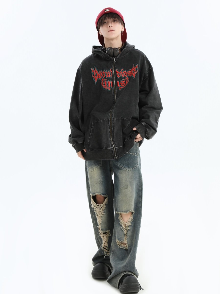 Maxct [Insstudios] Gothic Letter Logo Denim Jacket Na1631