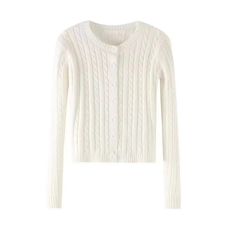 Maxct Solid Color Cable Knit Cardigan