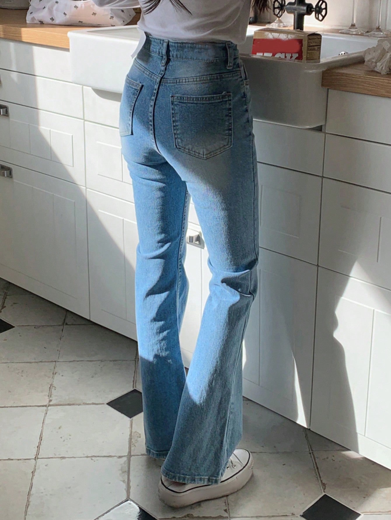 Maxct Women's Cat Whisker Detail Daily Jean Flared Pants
