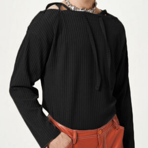 Maxct - Mens Solid Long Sleeve Knotted Knit Sweater