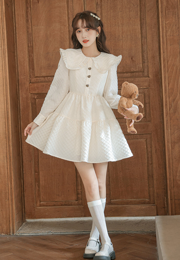Jacquard Peter Pan Babydoll Tiered Mini Dress Maxct