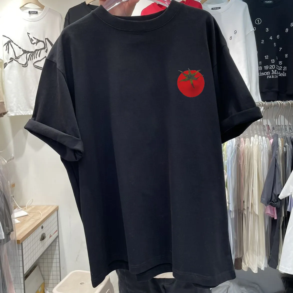 Maxct Summer Y2k Aesthetic Loose Tees Kawaii Cute Tomato Print T-shirts Short Sleeve O Neck Fashion All Match Tops Women