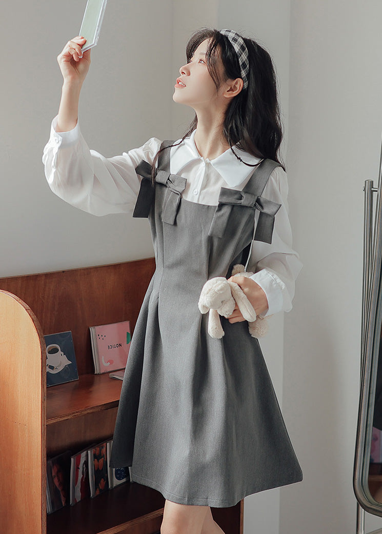 Little Bow Mini Pinafore Dress Set Maxct