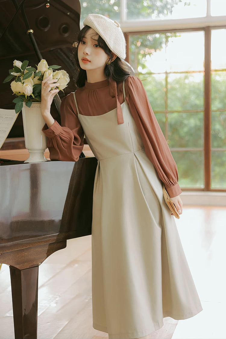 Bow Back Cami Dress & Blouse Set Maxct