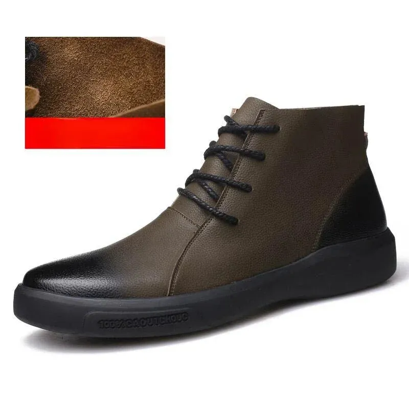 Leather Retro Motorcycle Boots - Classic Chelsea Style for Men Maxct
