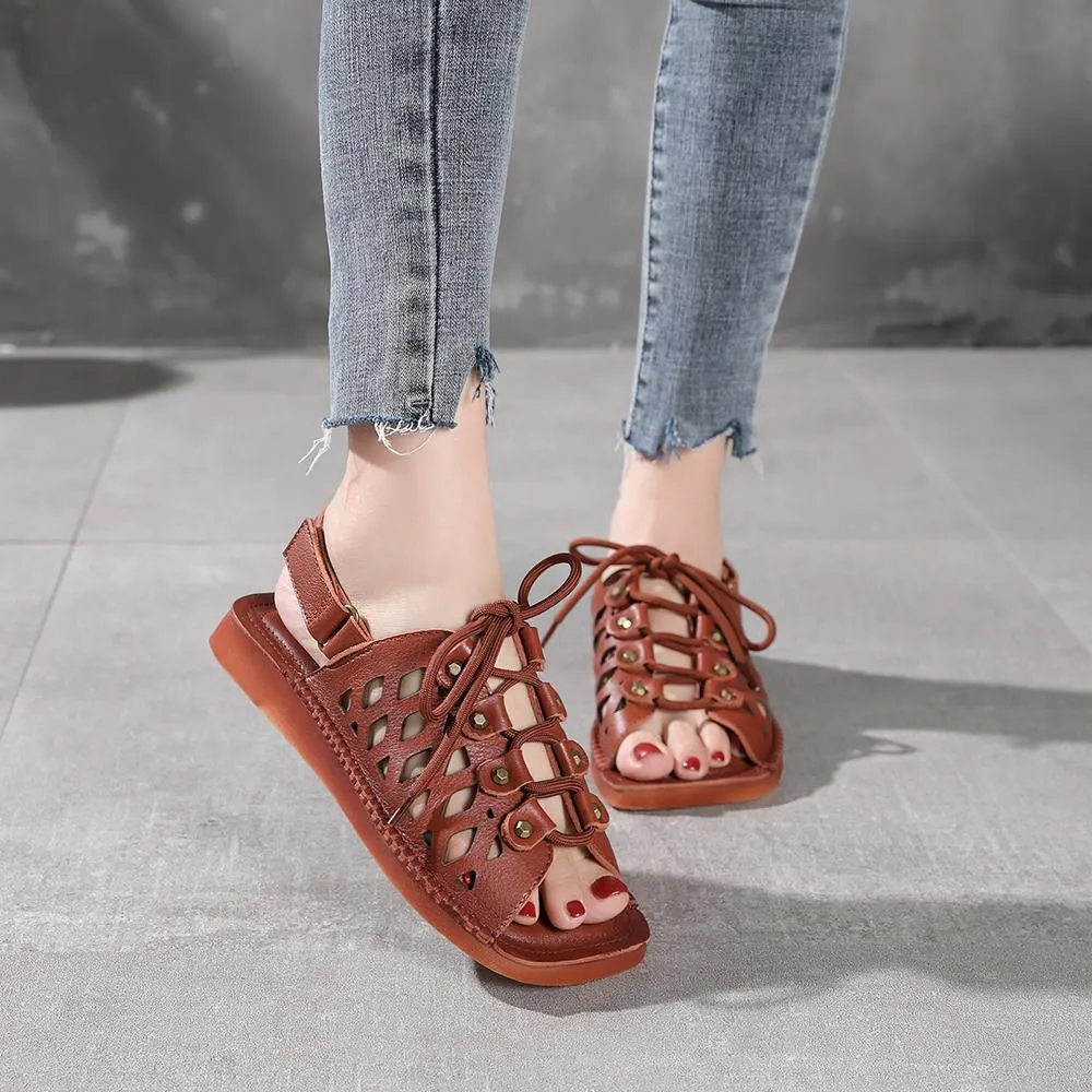 Strappy Sandals Peep Toe Retro Maxct