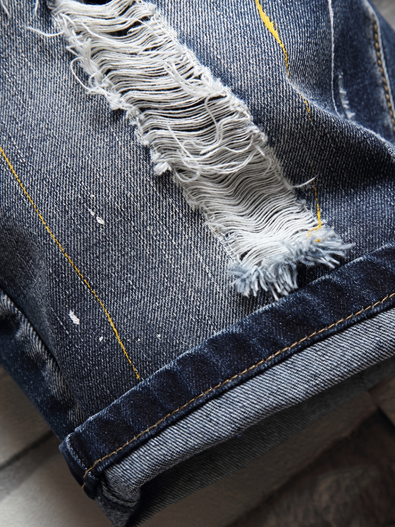 Men's Stylish Short Jeans, Casual Straight Distressed Fit Ripped Denim Shorts For Summer