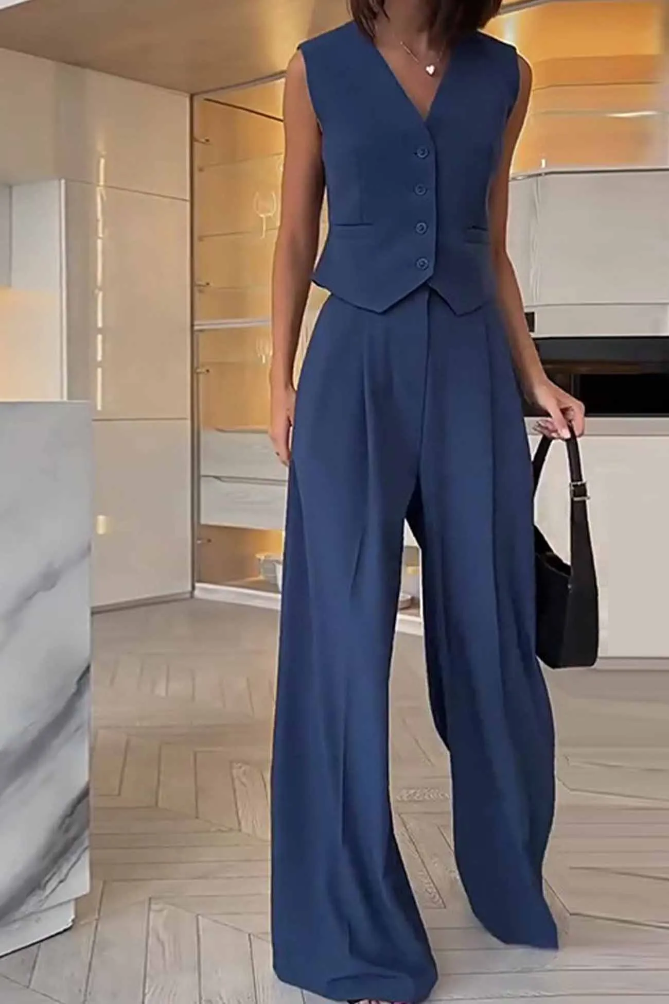 Maxct-Sleeveless Vest Top Long Pants Two-Piece Set