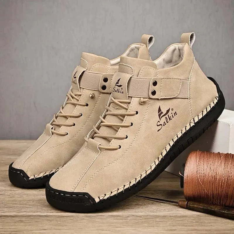 Handmade Design Sneakers Men's Casual Leather Ankle Boots Maxct