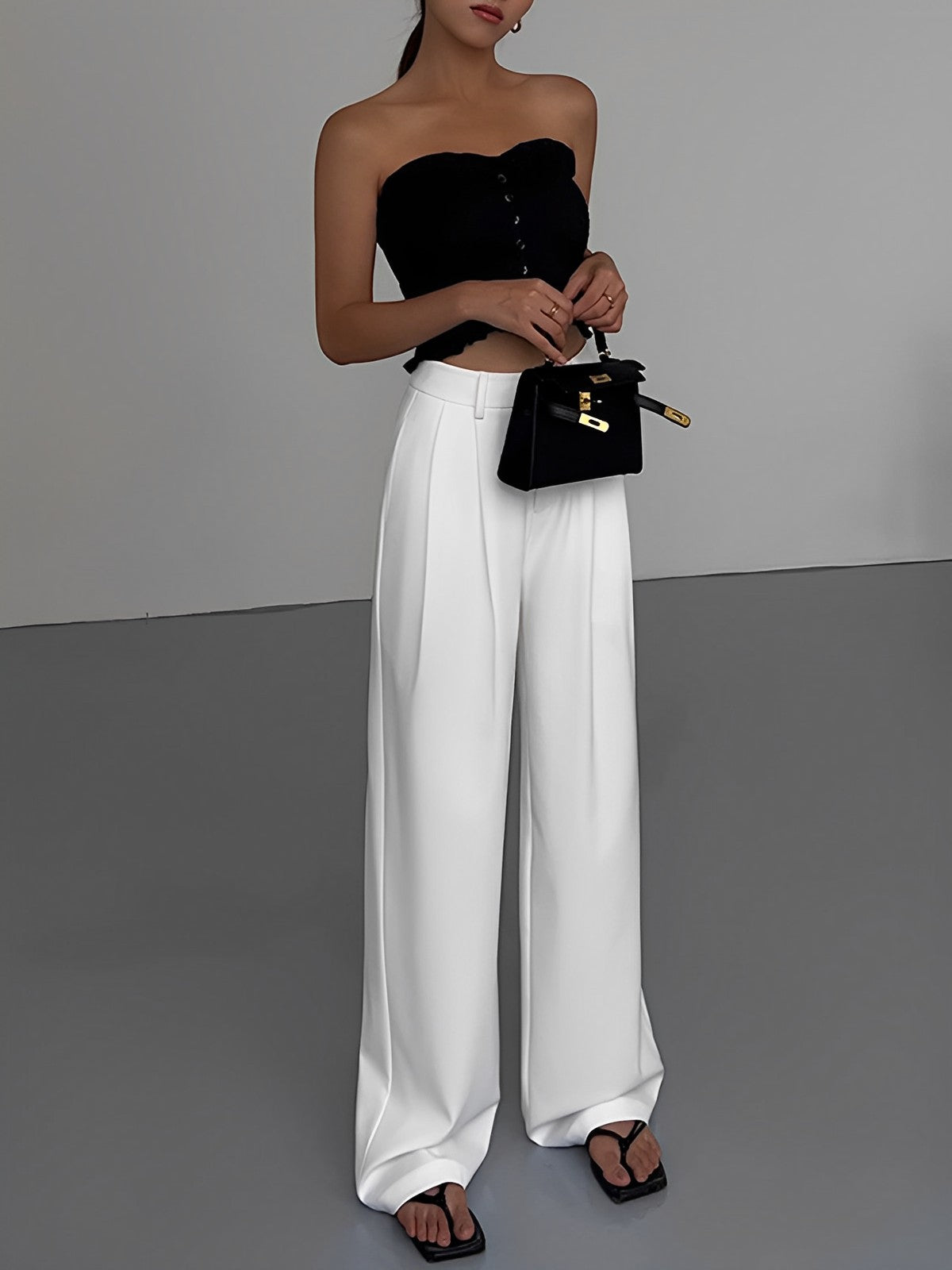 Maxct Full Length Pleated Wide Leg Dress Pants