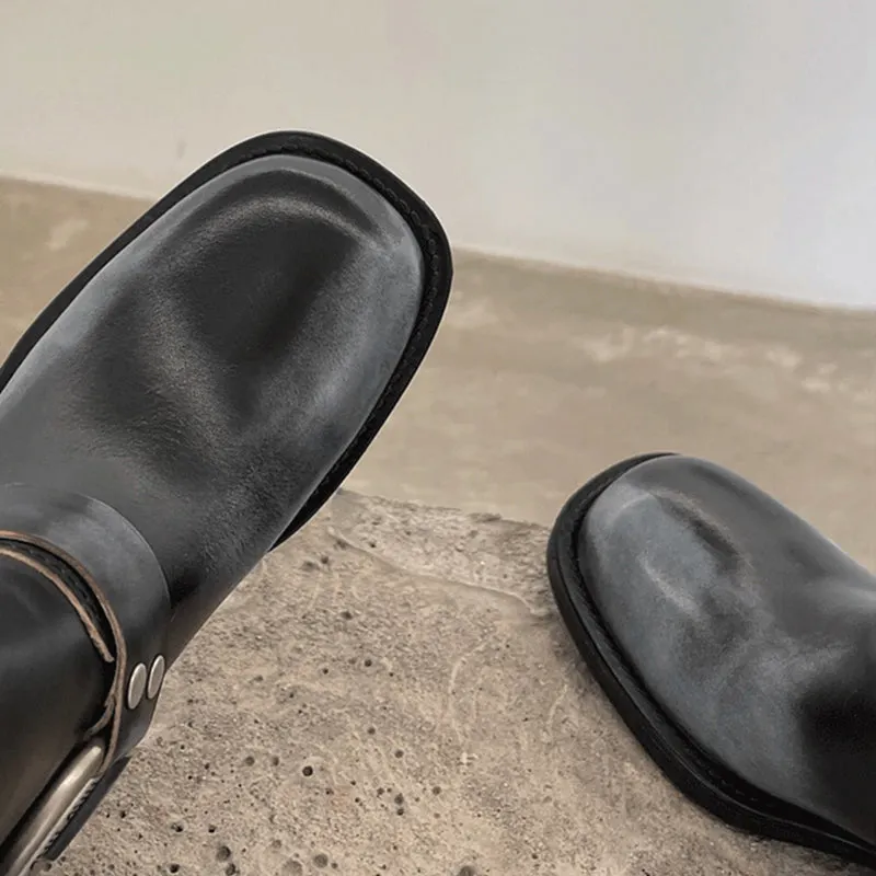 Genuine Short Boots Western Cowboy Boots Riding Boots Big Round Toe Maxct