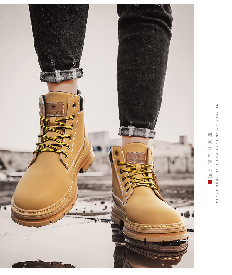 Platform Leather Men's Martin Boots - true deals club