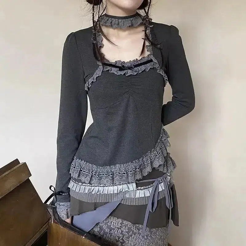 Maxct &Fairy Grunge Asymmetric Lace Top