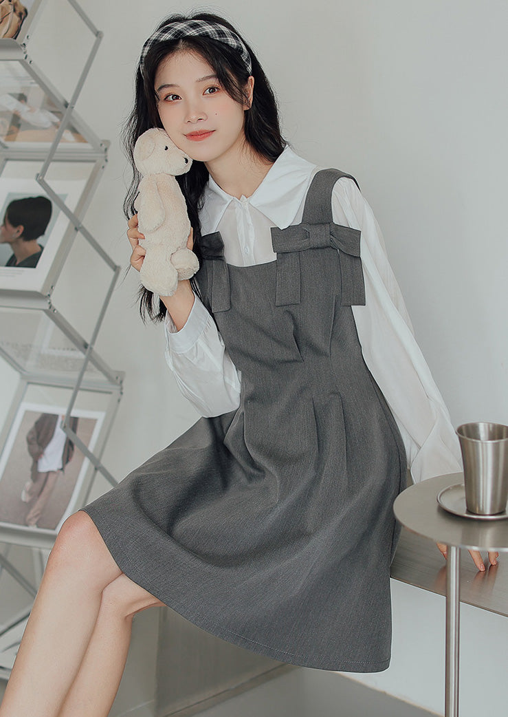 Little Bow Mini Pinafore Dress Set Maxct