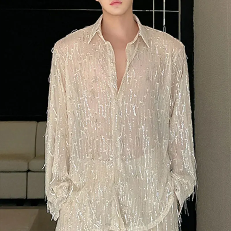 Maxct Summer Stage Tassels Sequins Tops Shorts Suits