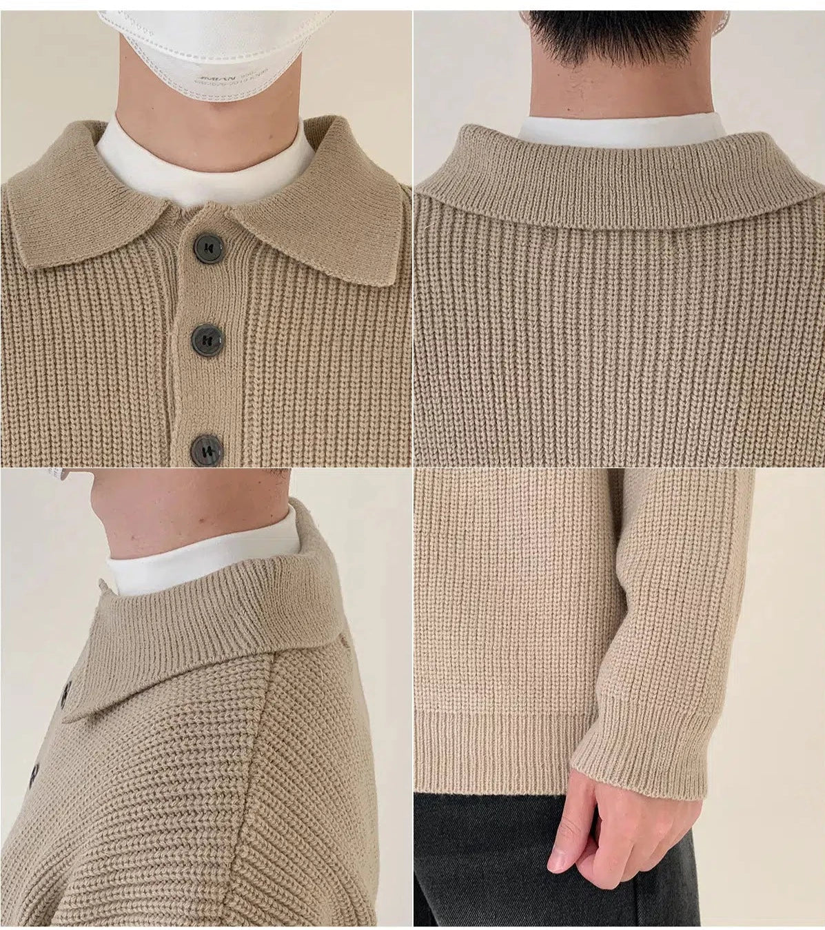 Maxct Loose Fit Polo Lapel Sweater