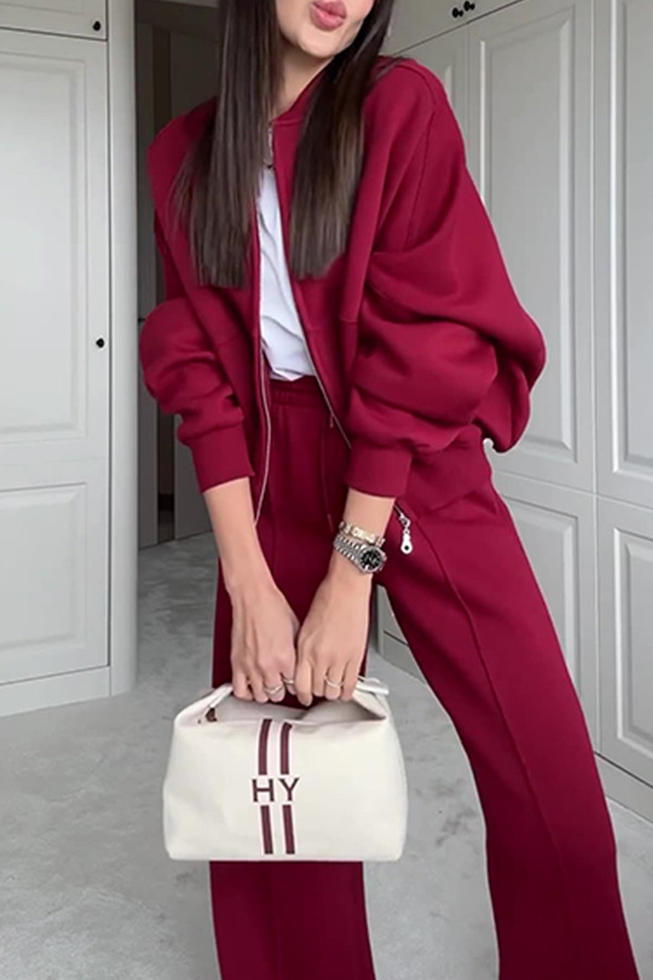 Maxct Sweatshirt Jacket Straight-leg Long Pants Set