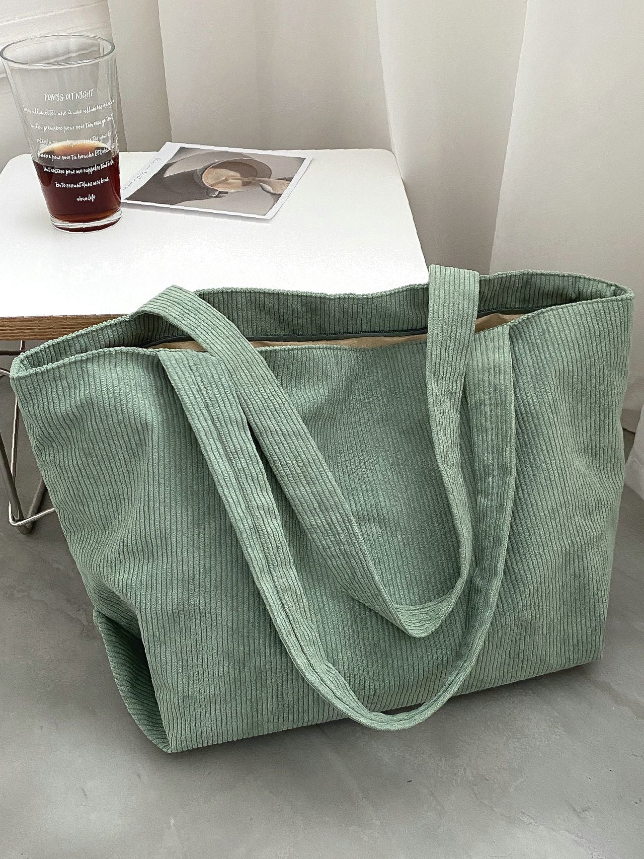 Maxct - Large Capacity Corduroy Shoulder Tote Bag  - Women Tote Bags