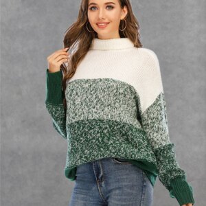 Maxct &Color Block Turtleneck Sweater