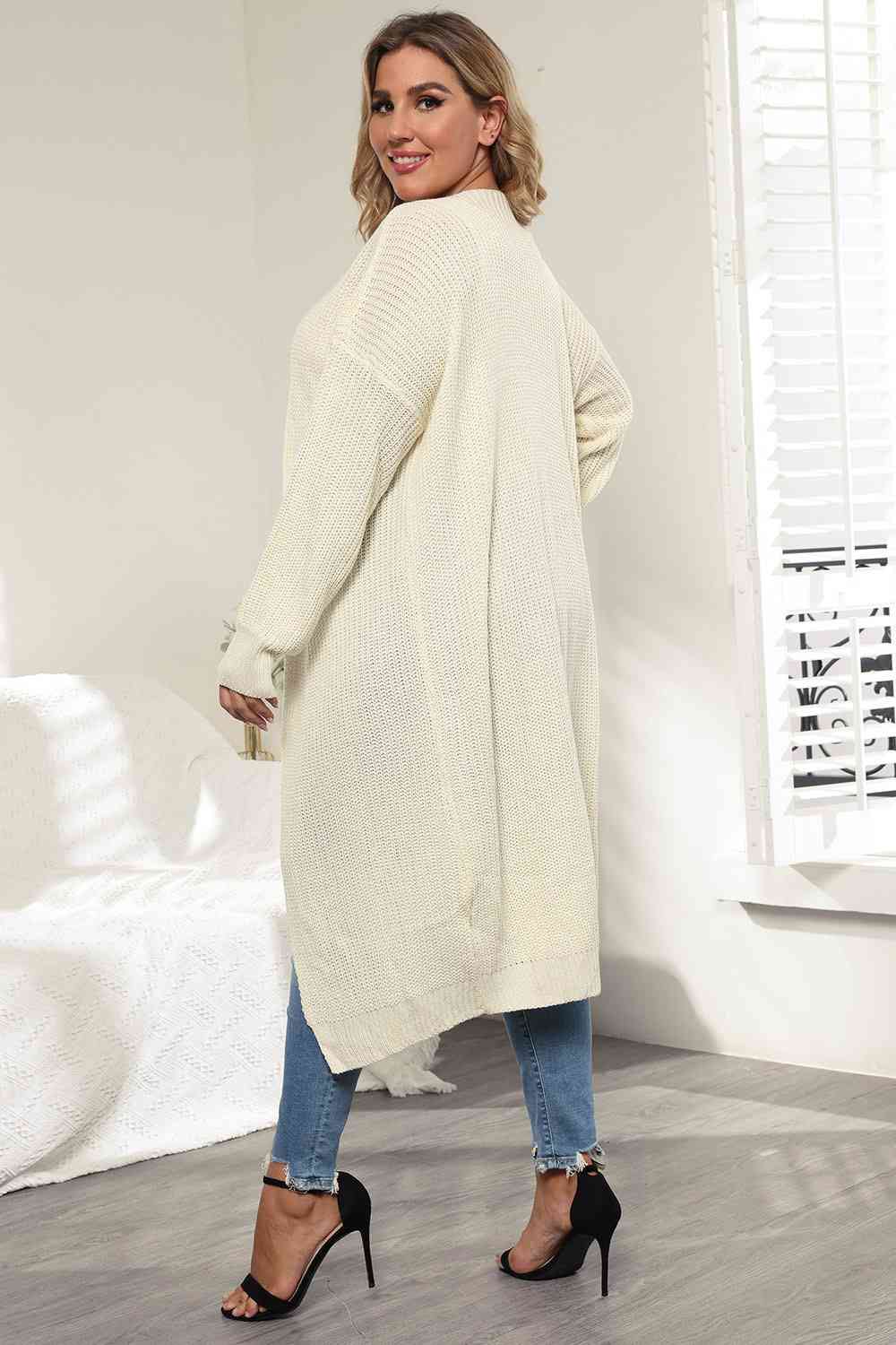 Maxct &Plus Size Open Front Long Sleeve Cardigan