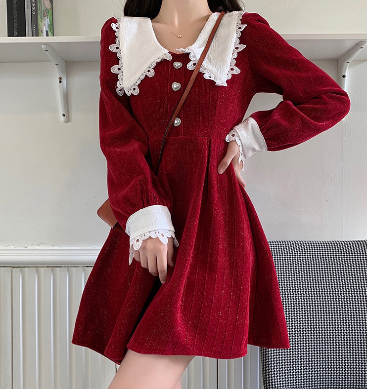 Sweet Love Peter Pan Knit Dress Maxct