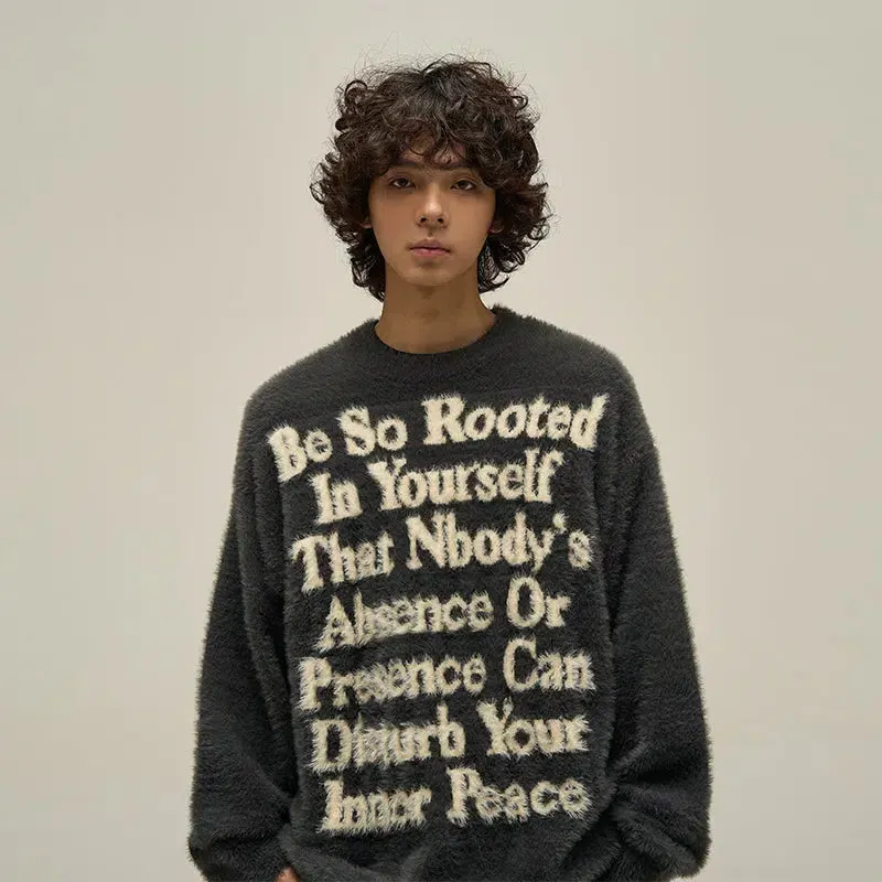 Maxct Letter Printed Furry Sweater