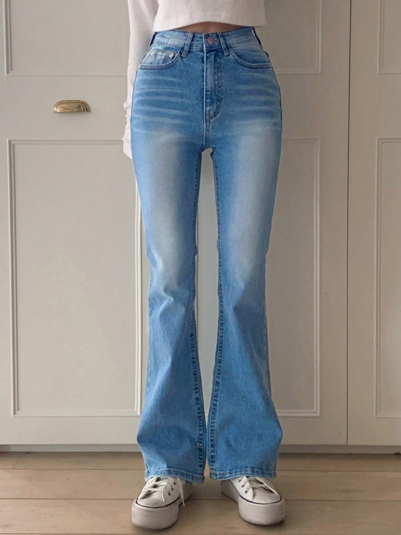 Maxct Women's Cat Whisker Detail Daily Jean Flared Pants