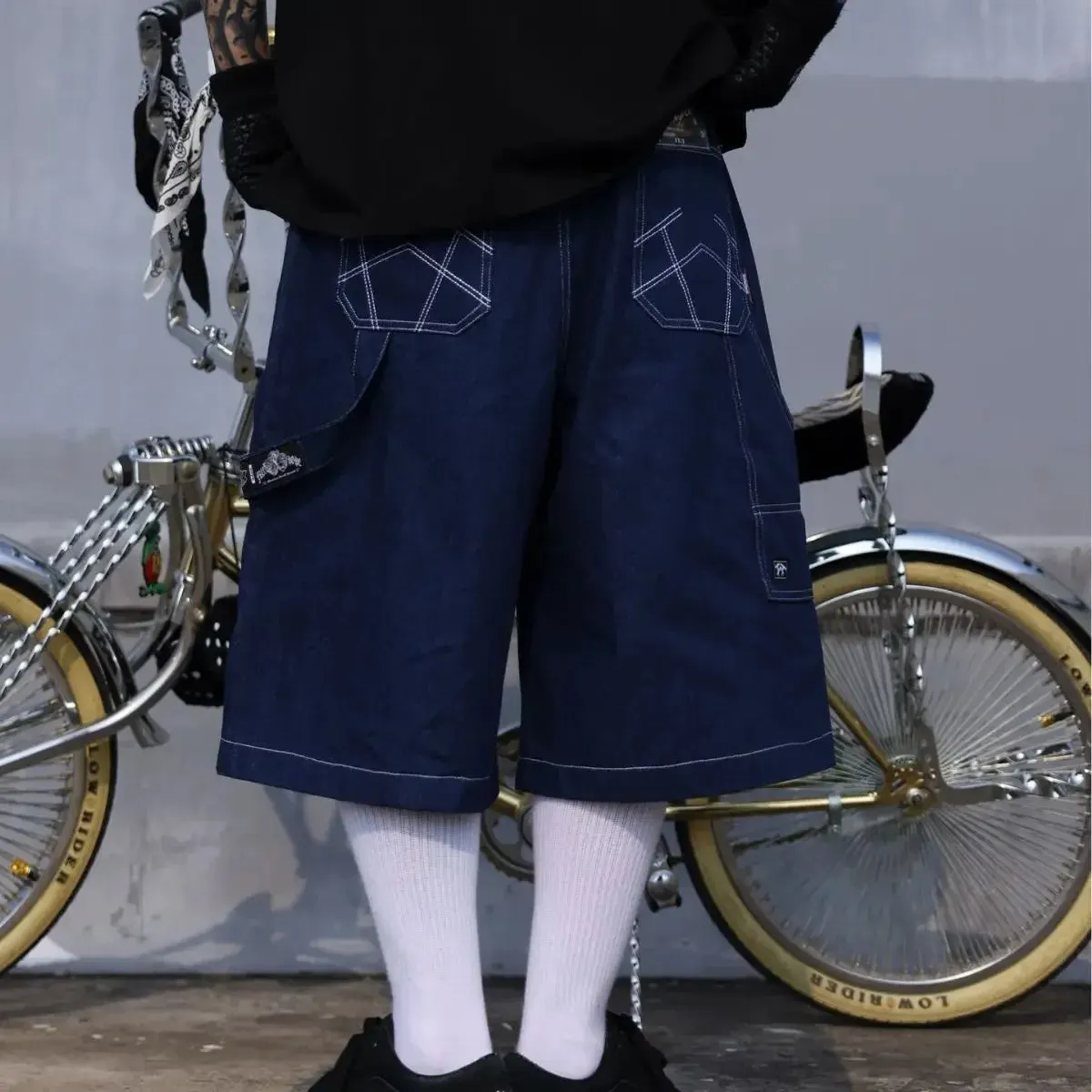 Maxct Oversized Jorts Summer Jeans Shorts Men's Wide Leg Baggy Y2K Denim Shorts