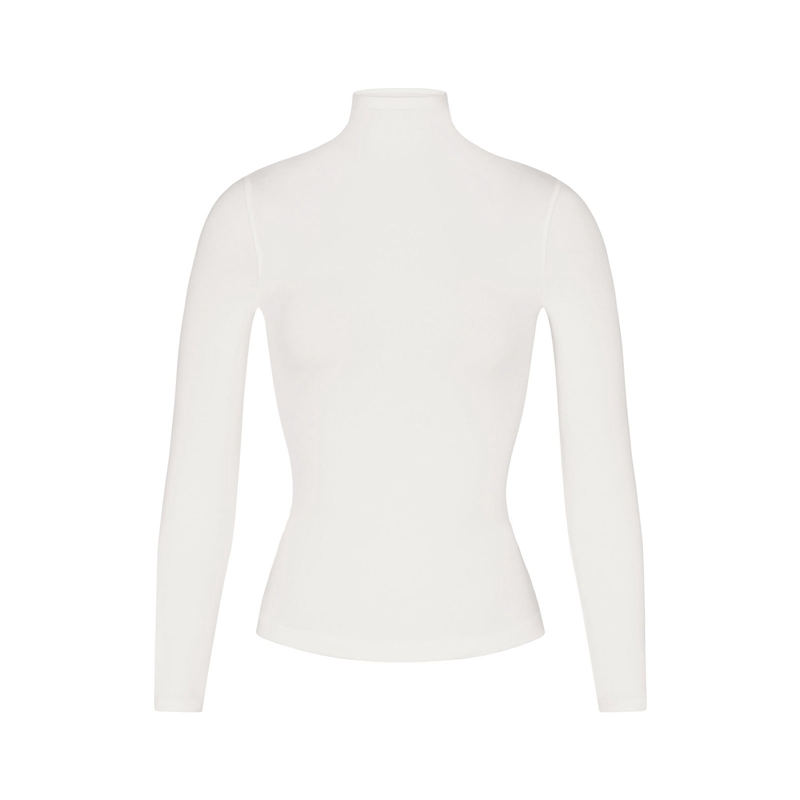 Solid Color Slim Fit T-shirt Women Spring Autumn Basic Crop Tops Casual Long Sleeve High Neck Female Fashion Tees Clothes