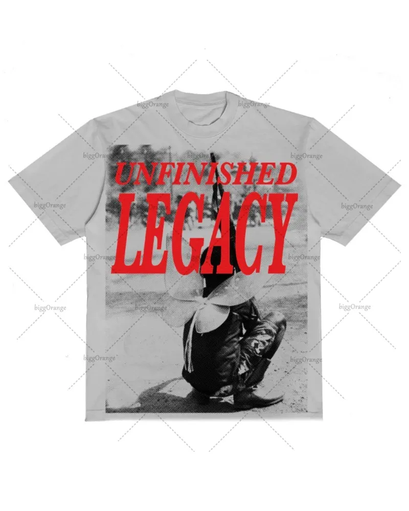 Retro Gothic Print Loose Short-sleeved Men Y2K American New Style Street Casual Oversized T-shirt High Street Fashion Tops Women