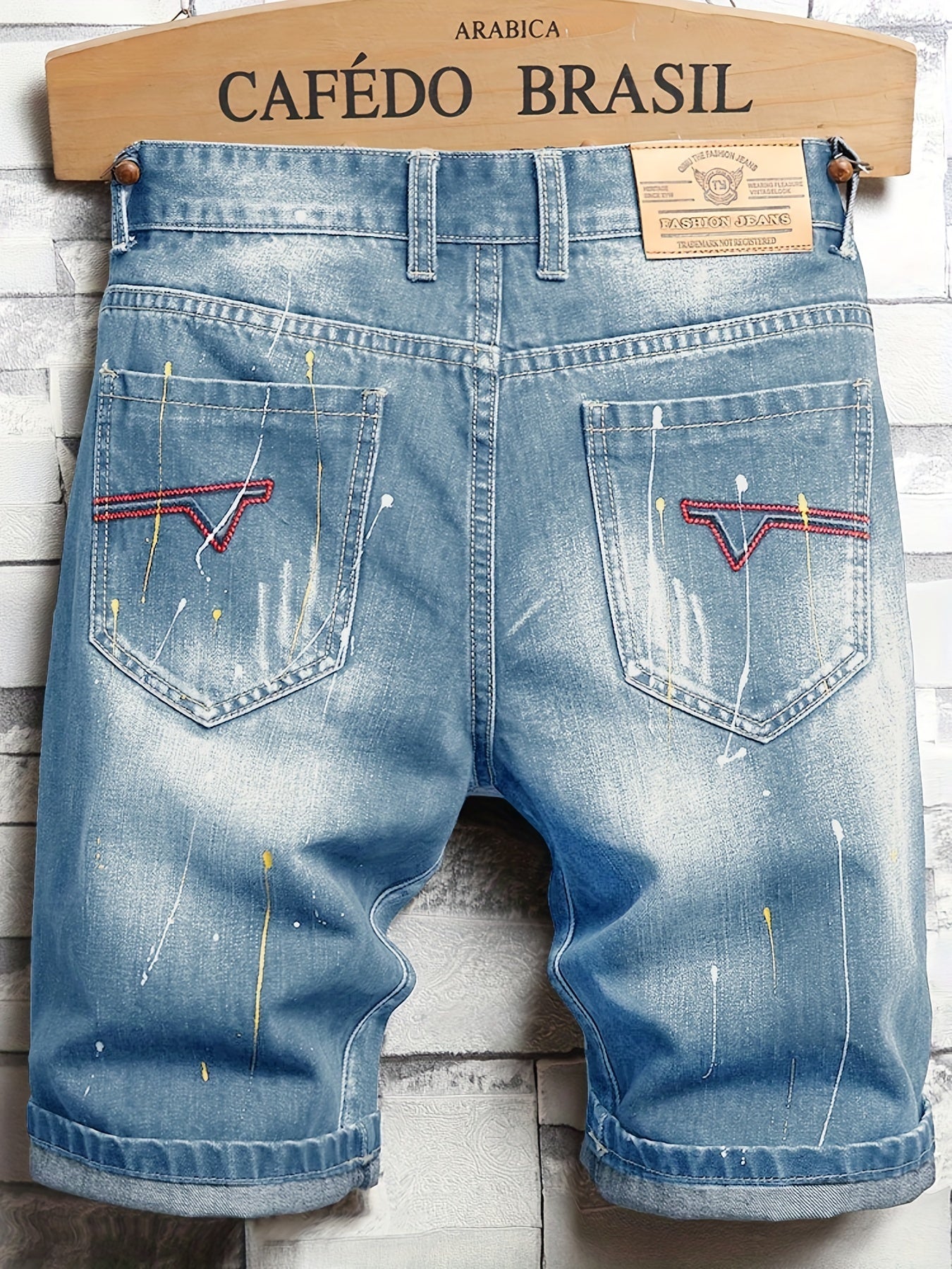 Maxct  Men's Stylish Short Jeans, Casual Straight Distressed Fit Ripped Denim Shorts For Summer