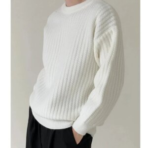 Maxct Solid Color Crew Neck Sweater