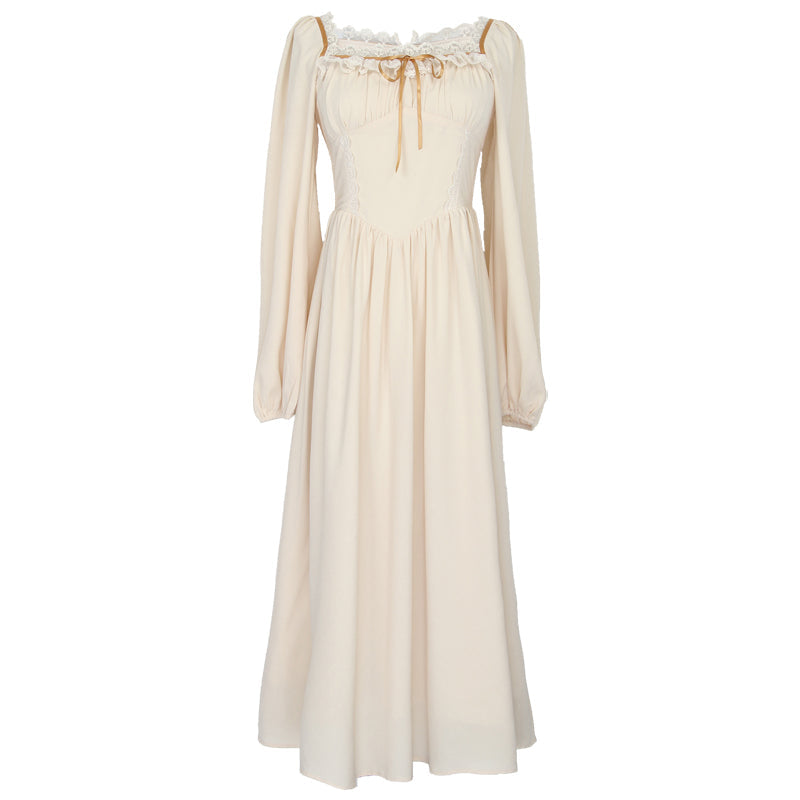 Basic Lace Square Neck Midi Dress Maxct