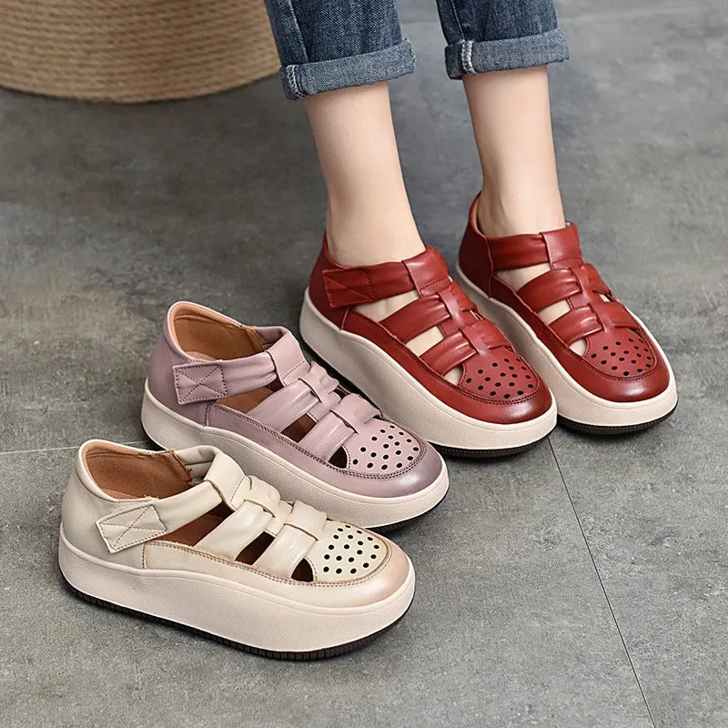 Touch-strap Perforated Platform Sneakers Maxct