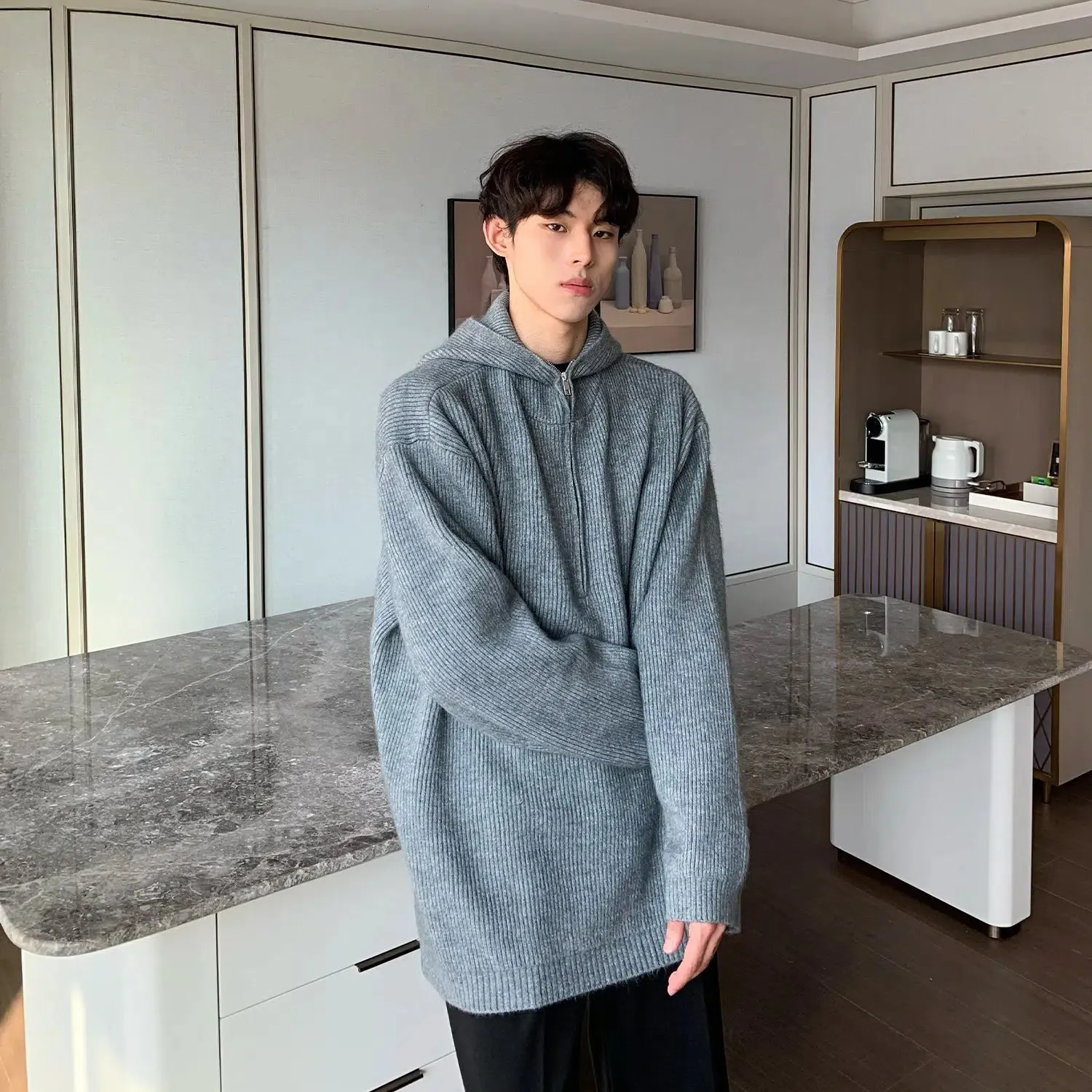 Maxct Basic Half-zip Hooded Sweater