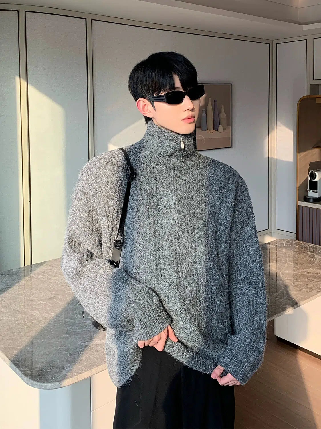 Maxct Half-zip Thickened Turtleneck Sweater