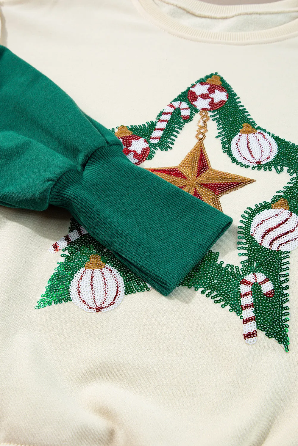 Maxct &Color Block Star Side Slit Lantern Sleeve Sweatshirt