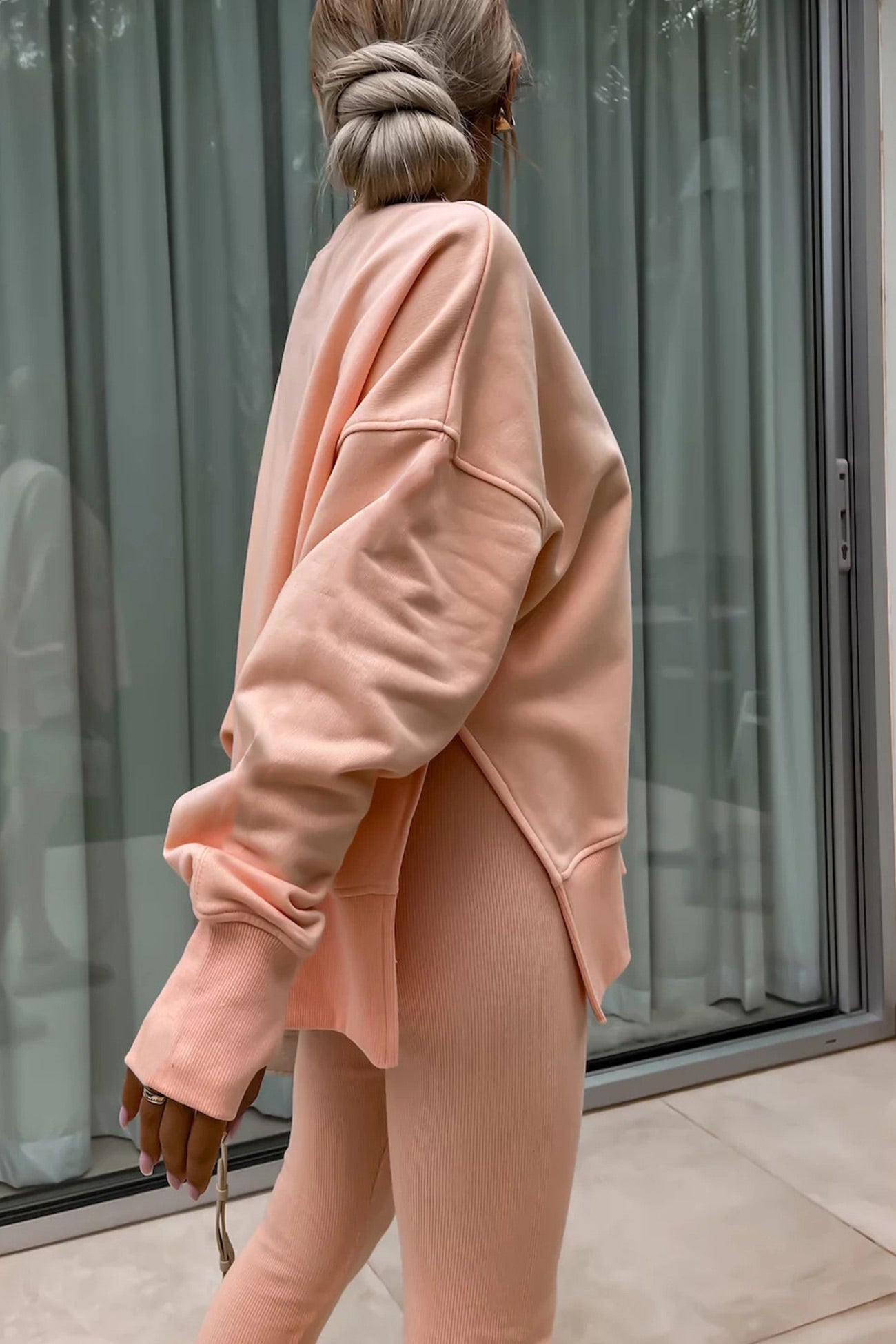 Maxct Crew Neck Slit Sweatshirt Legging Suits