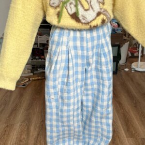 c2 Blue Checkered Thick Pants Maxct