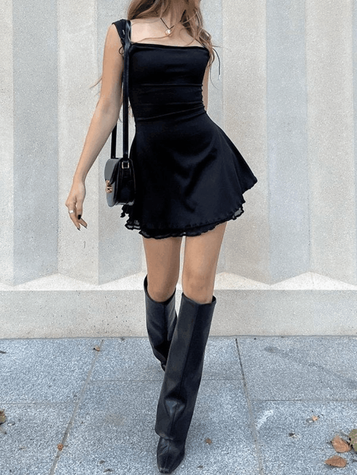 Sleeveless Black Mini Dress Maxct