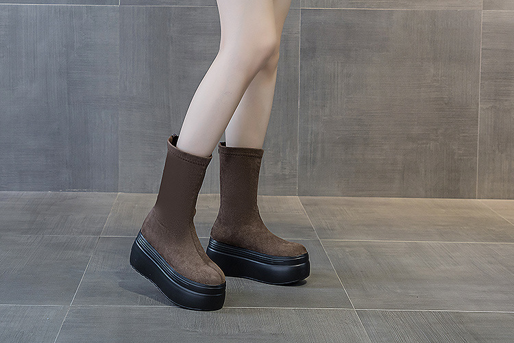 Women's 8cm Suede Leather Platform Boots - true deals club