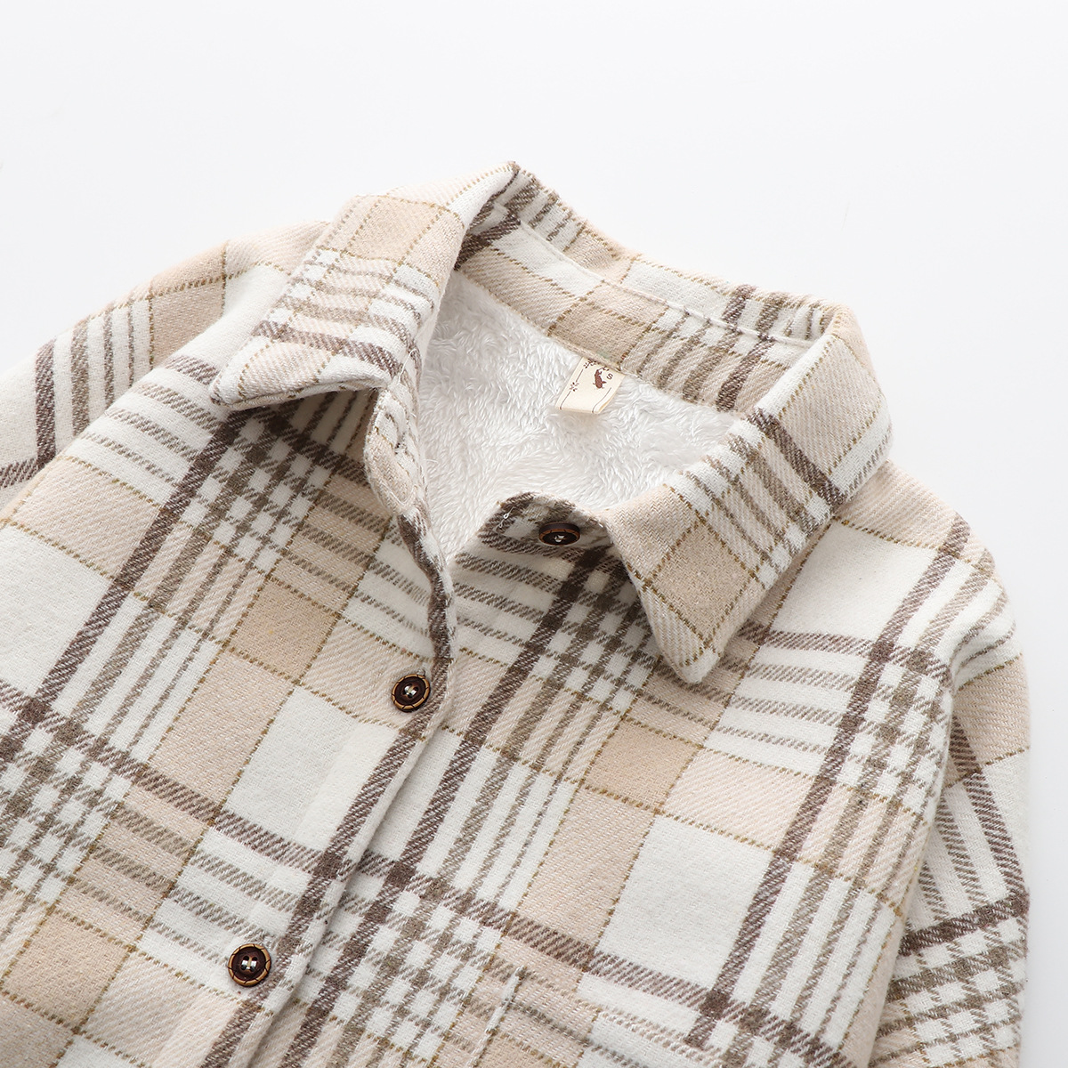 Warm Woolen Coat With Thick Plaid Shirt