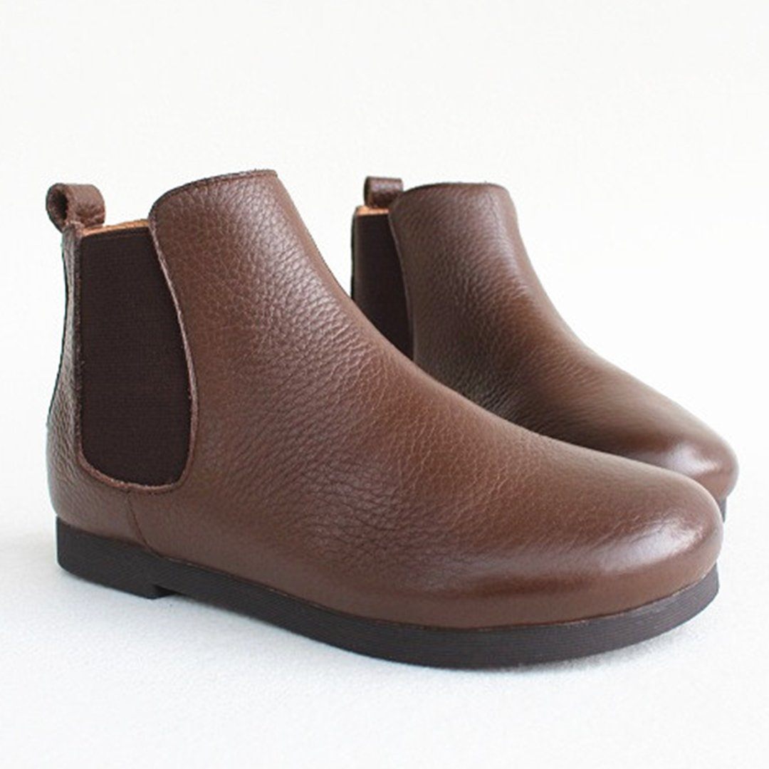 Maxct Women Retro Coffee Paneled Leather Ankle Boots