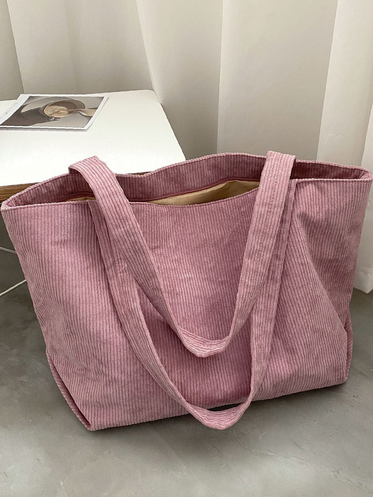 Maxct - Large Capacity Corduroy Shoulder Tote Bag  - Women Tote Bags