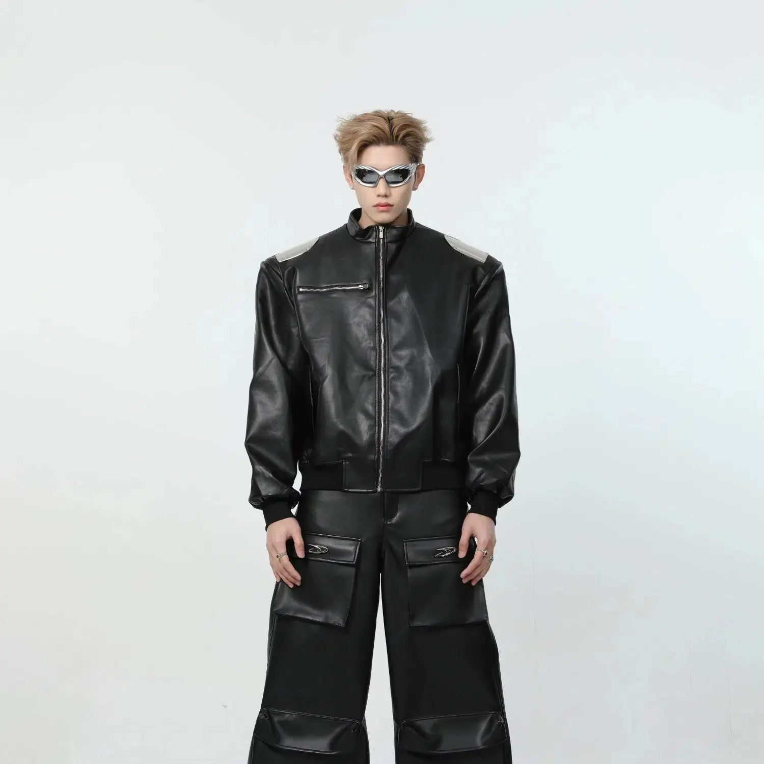 Maxct Leather Jacket with Shoulder Pad
