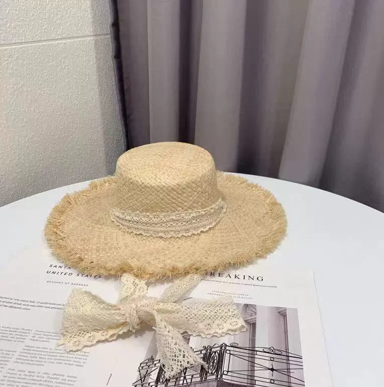 Maxct Straw Hat Ins Young Adult Shoelace Summer Outing Lace