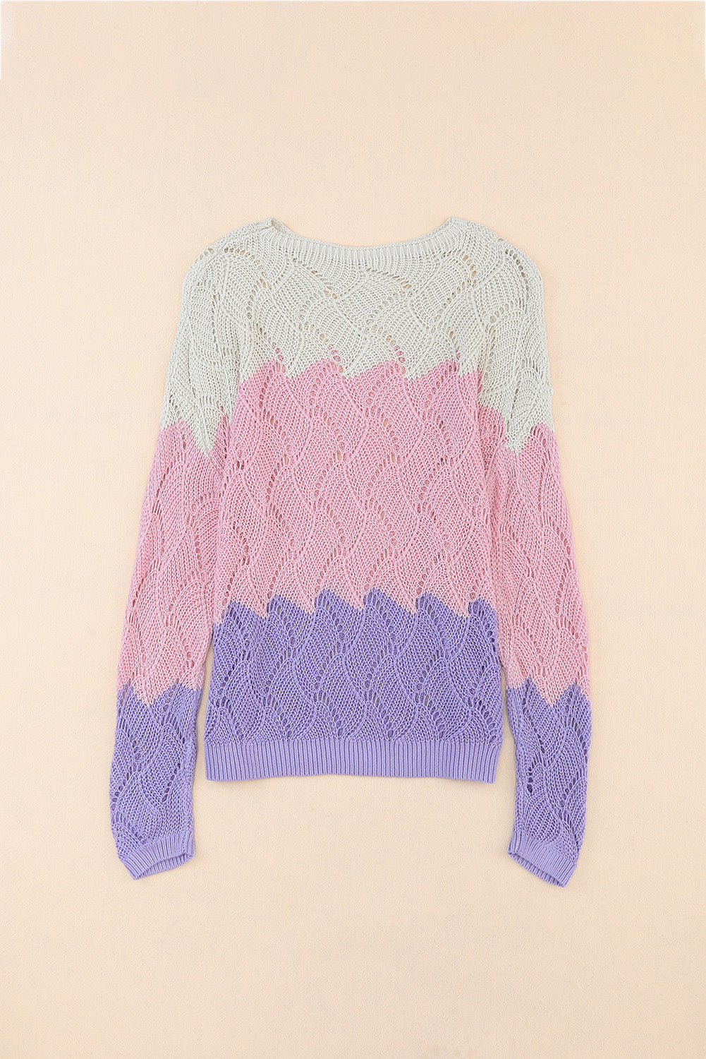 Maxct &Color Block Hollow Boat Neck Sweater